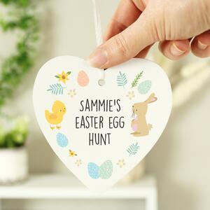 Personalised First Easter Heart Tree Decoration Natural