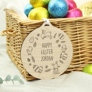 Personalised Happy Easter Wooden Decoration Natural