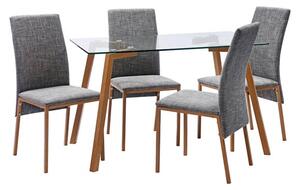 Morton Rectangular Dining Table with 4 Chairs, Grey Glass