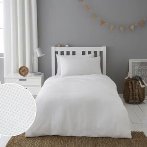 Mini Waffle 100% Cotton Duvet Cover & Pillowcase Set