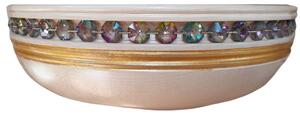 Wooden bowl with crystal Vitrail Green