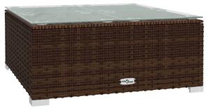Garden Coffee Table Brown 60x60x30 cm Poly Rattan and Glass