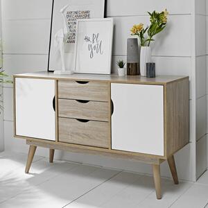 Scandi 3 Drawer White Sideboard