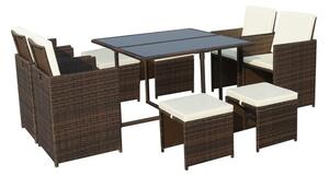 Cannes 8 Seater Brown Cube Set