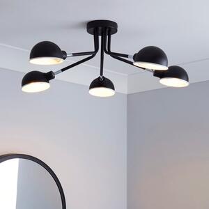 Borr Black 5 Light Semi Flush Ceiling Light