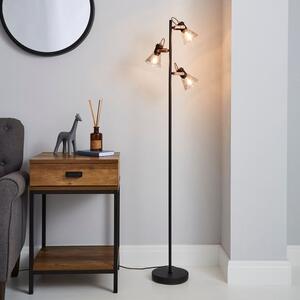 Milas 3 Light Black Industrial Floor Lamp