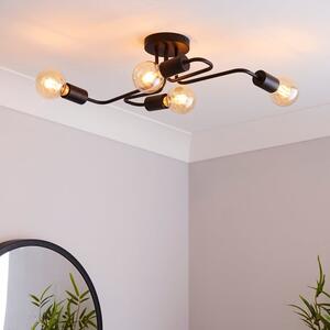 Kacy Black 4 Light Semi Flush Ceiling Light