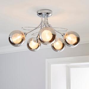 Mateo 5 Light Glass Chrome Semi Flush Ceiling Light