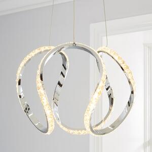 Marsia Integrated LED Swirl Jewel Chrome Semi Flush Ceiling Light