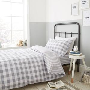 Bianca Check And Stripe 100% Cotton Duvet Cover and Pillowcase Set