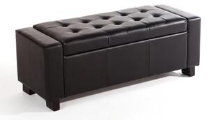 Verona Ottoman, Black Faux Leather