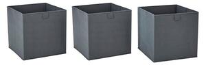 Set of 3 Grey Foldable Storage Boxes