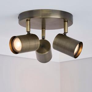 Newark Antique Bronze 3 Light Semi Flush Spotlight