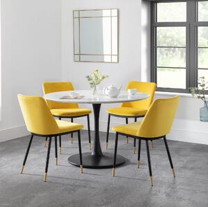 Holland Round Pedestal Dining Table with 4 Delaunay Chairs Mustard