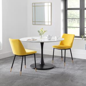 Holland Round Pedestal Dining Table with 2 Delaunay Chairs Mustard