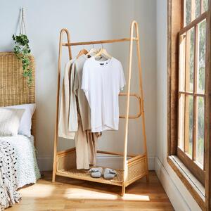 French Cane Clothes Rail Self Assembly Natural