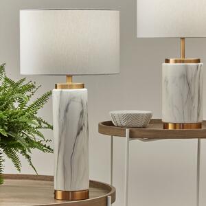 Carrara Table Lamp Marble Effect White
