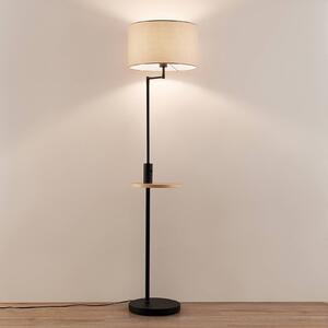 Lindby Zinia floor lamp with shelf and USB, black