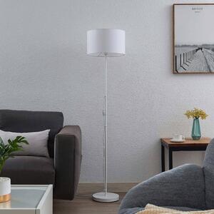 Lindby Melanie floor lamp, fabric lampshade, white