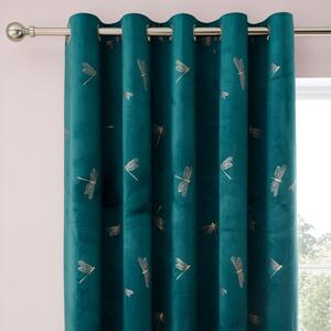 Dragonfly Foil Eyelet Curtains