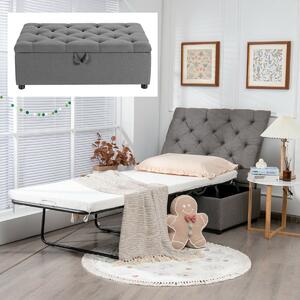 Costway 2-in-1 Convertible Sofa Bed with Mattress for Home and Office-Grey