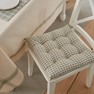 Gingham Check 9 Stitch Sage Seat Pad