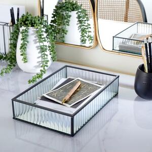 Ribbed Black Edge Glass Tray