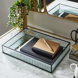 Ribbed Black Edge Glass Tray