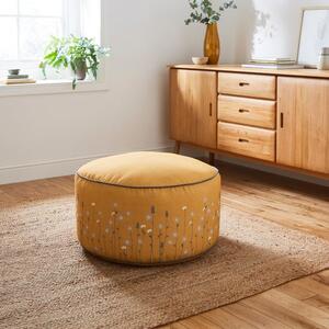 Scandi Print Ochre Pouffe