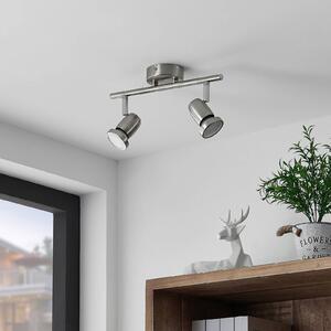 ELC Simano LED ceiling spotlight, nickel, 2-bulb
