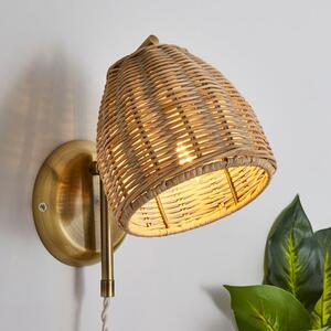 Churchgate Cotes Rattan Plug In Wall Light