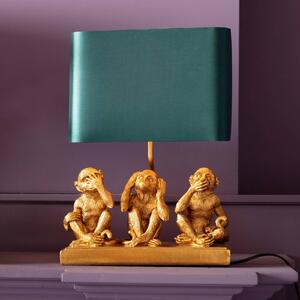 KARE Animal Three Monkey table, green lampshade
