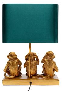 KARE Animal Three Monkey table, green lampshade