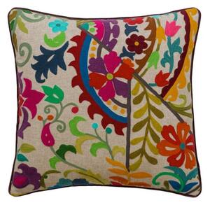 Glasshouse Multi, Sustainable Feather, Cushion - Andrew Martin Cotton Blend & Linen Blend Embroidered & Floral
