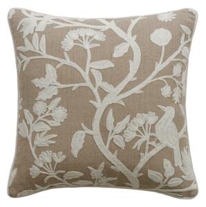 Birdsong Ivory, Sustainable Feather, Cushion - Andrew Martin Linen Blend Embroidered & Floral