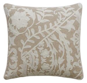 Glasshouse Ivory, Sustainable Feather, Cushion - Andrew Martin Cotton Blend & Linen Blend Embroidered & Floral