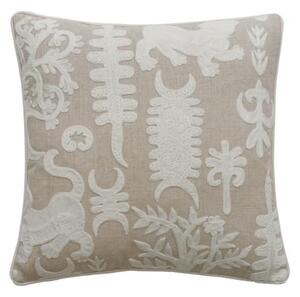 Tiger Tree Ivory, Sustainable Feather, Cushion - Andrew Martin Cotton Blend & Linen Blend Embroidered & Floral