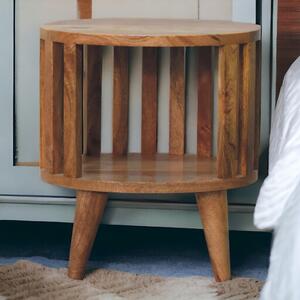 Ariella 100% Solid Mango Wood Single-Shelf Bedside Table with Nordic Legs, Hand-finished Desk with Open Shelf, 26L x 36W x 40H cm, Brown Aosom UK