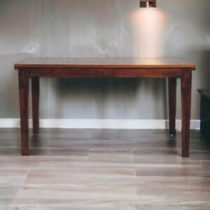 Solid Mango Wood Dining Table with Stain-Based Finish Enhancing the Grain, Handcrafted Desk for Living Room, 90L x 150W x 76H cm, Brown Aosom UK