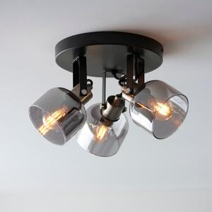 Palazzo Smoked Glass 3 Light Semi Flush Spotlight