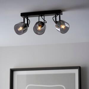 Palazzo Smoked Glass 3 Light Semi Flush Spotlight Bar