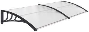 Outsunny 75 x 195 cm Curved Door Window Awning Canopy, Polycarbonate Cover Front Door Outdoor Patio, UV Rain Snow Protection Shelter, Clear