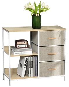 HOMCOM Storage Dresser with 3 Fabric Drawers & 2 Display Shelves, Chest of Drawers for Living Room, Bedroom, Hallway, Beige Aosom UK