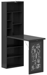 HOMCOM Three-Part Work Desk, with Storage and Chalkboard - Black