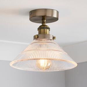 Logan Glass Satin Nickel Semi Flush Ceiling Light