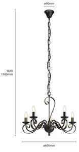 Lindby Shervan chandelier, 5-bulb, brown
