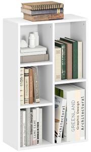 HOMCOM 2-Tier Bookshelf with 5 Compartments - White