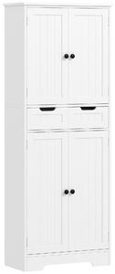 HOMCOM Tall Bathroom Cabinet, Freestanding Storage Cupboard, Bathroom Storage Cabinet with Drawer, Adjustable Shelf and Doors, 60 x 30 x 160 cm, White