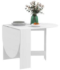 HOMCOM Folding Dining Table, Drop Leaf Table for Small Spaces, Oval Tabletop for Dining Room, Ash Wood-Effect