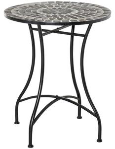 Outsunny Mosaic Side Table, 60cm Round Bistro Coffee Table, Plant Stand for Indoor, Outdoor, Garden, Patio, Balcony, Grey Aosom UK